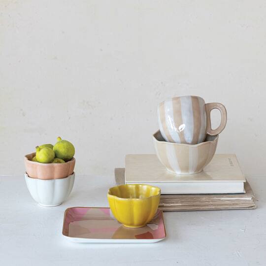Hello Honey® 4" Flower Shaped Stoneware Bowl, 6ct.